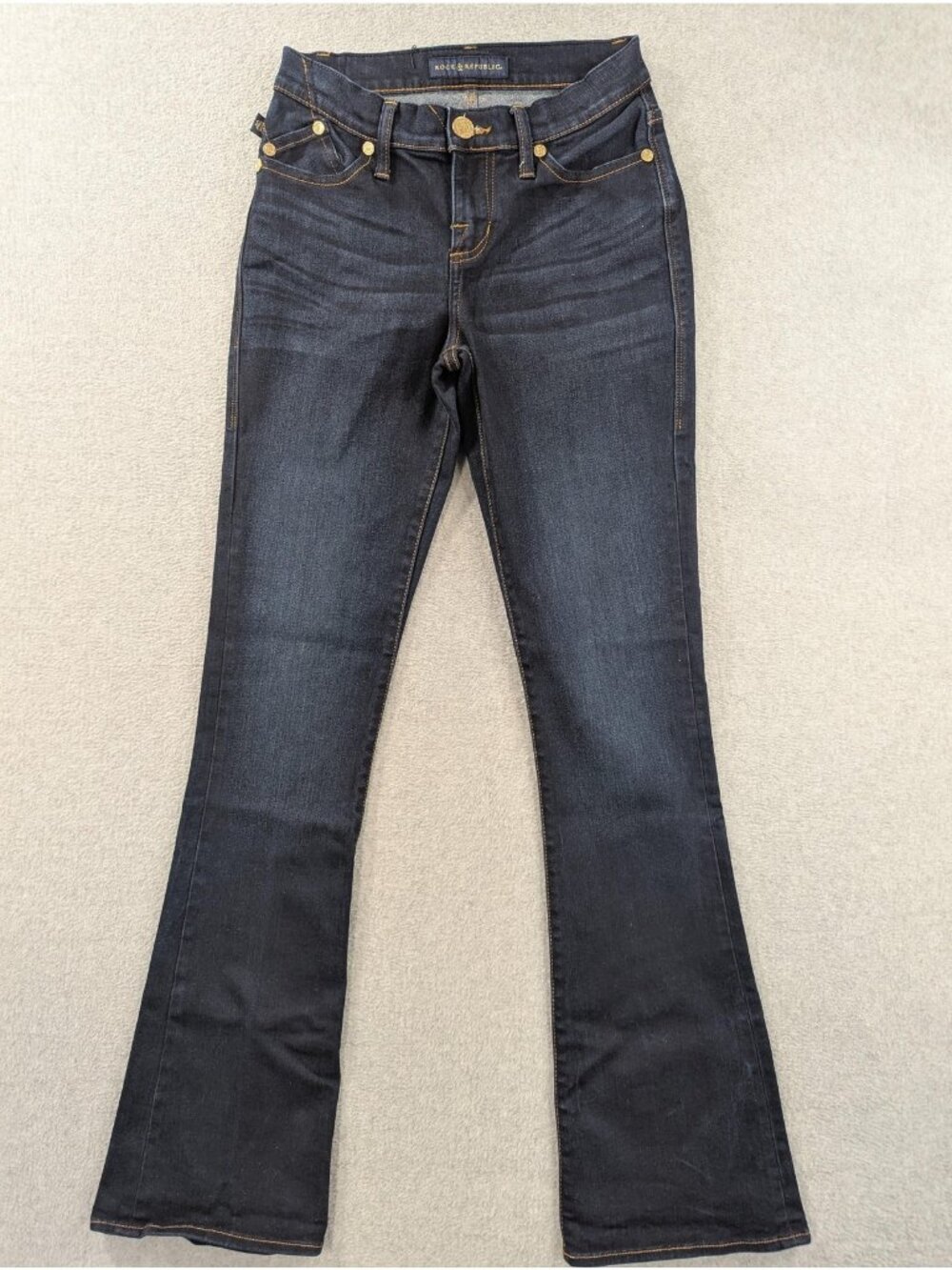 Rock & Republic Kendra Curvy Bootcut Jeans Womens 4 Dark Wash Mid Rise Stretch